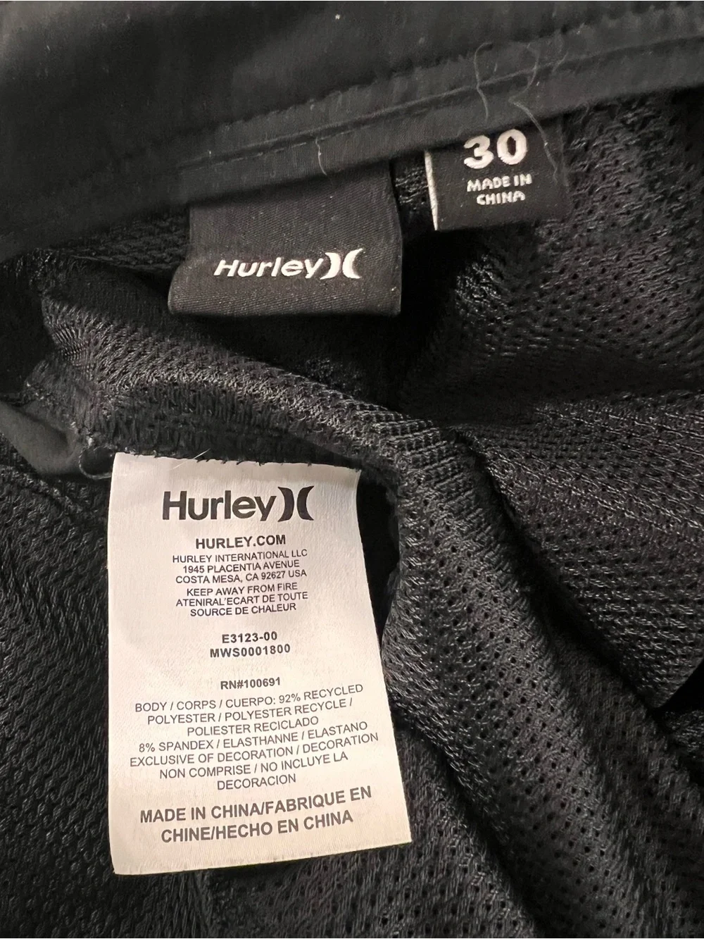 Hurley Men's Black Hybrid Walkshorts